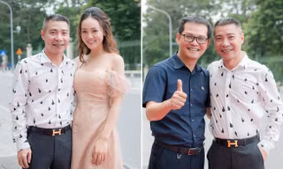 Bạn gái khoe vai trần gợi cảm, tháp tùng NSND Công Lý đi sự kiện