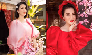 MC Thanh Mai diện áo dài Tết rực rỡ, trẻ đẹp 'không tì vết' ở tuổi 46
