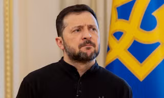 Tổng thống Ukraine Volodymir Zelensky tại cuộc họp báo ở Kiev ngày 19/2. (Ảnh: AP)