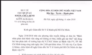 Cục Quản lý khám chữa bệnh yêu cầu báo cáo vụ lùm xùm tại bệnh viện FV