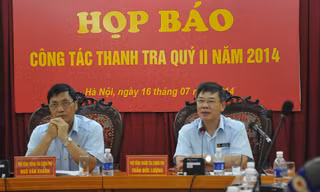 Hai Phó tổng Thanh tra Chính phủ tại buổi họp báo ngày 16/7