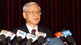 Tổng Bí thư Nguyễn Phú Trọng phát biểu bế mạc hội nghị. ảnh: N.Bắc