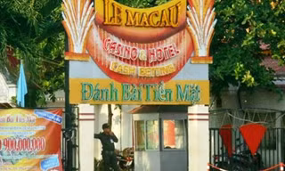 Cổng casino Le Macau đìu hiu vắng vẻ.