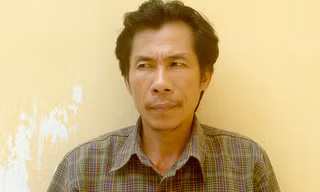 Trần Văn Niên tại cơ quan Công an TP Mỹ Tho. Ảnh: Châu Thành.