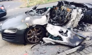 Hoảng hồn chứng kiến Audi R8 cháy rụi tại Thái Lan