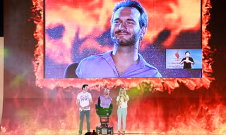 Nick Vujicic giao lưu với khán giả tối 24/5. Ảnh: Trường Phong