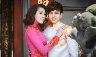 Lâm Chi Khanh mặc áo dài tình tứ bên Hồ Quang Hiếu