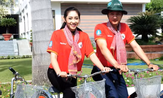 Hoa hậu Đại dương Thu Thảo đạp xe cùng 2.000 sinh viên