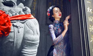 Hoa hậu Ngọc Diễm 'thổi' làn gió mới cho áo dài ngày Tết