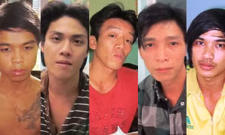 Nhóm nghi can có liên quan đến vụ sát hại sinh viên Nguyễn Tấn Phát. Ảnh cơ quan công an cung cấp