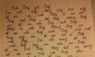 Hài hước lá thư tình có 39 chữ 'Quý'