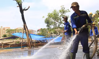 Phố cổ Hội An chạy đua gột rửa bùn non sau khi nước rút