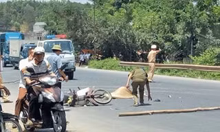Hiện trường vụ tai nạn. Ảnh: Hoàng Hồng.