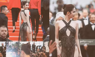 Ngọc Trinh gây sốc khi khoe gần trọn vòng 3 trên thảm đỏ Cannes.
