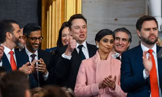 Vị trí nổi bật của tỷ phú Elon Musk trong lễ nhậm chức của Ông Trump. (Ảnh: AP)