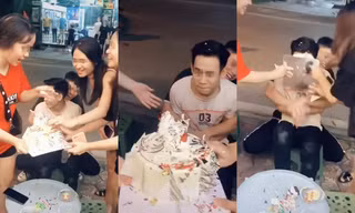 Trò đùa gây tranh cãi: Úp bánh sinh nhật lên mặt “khổ chủ”, tưởng vui mà lại nguy hiểm