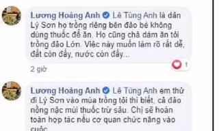 Chủ tài khoản Facebook này vẫn khẳng định dân Lý Sơn trồng riêng tỏi trên đảo Bé không dùng thuốc để ăn