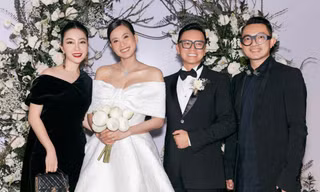 Linh Nga và bạn trai dự lễ cưới Hoa hậu Dương Mỹ Linh 