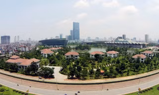 Khu biệt thự Trung tâm hội nghị quốc gia sẽ được đầu tư xây dựng khu dịch vụ bể bơi. Ảnh: Zing. 