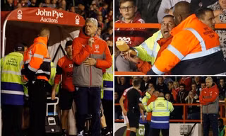 CĐV bị giữ lại vì mang bánh bao xuống sân mời HLV Wenger ăn.