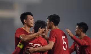 Niềm vui của các cầu thủ U23 Việt Nam.