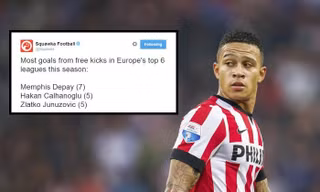 Depay rất hiệu quả ở những tình huống đá phạt.
