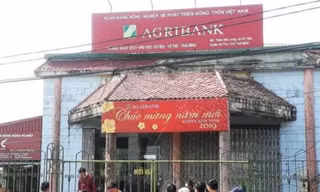 Vụ cướp xảy ra tại Ngân hàng Agribank chi nhánh huyện Vũ Thư, tỉnh Thái Bình - Ảnh: KL