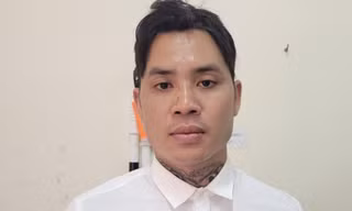 Đối tượng Cường tại cơ quan công an