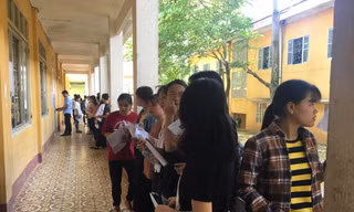 Thí sinh tại điểm thi THPT Nà Giàng, Hà Quảng, Cao Bằng. Ảnh: Nghiêm Huê