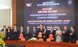 Lễ ký kết Biên bản ghi nhớ giữa Trung tâm Xúc tiến Đầu tư, Thương mại, Du lịch TP. Hải Phòng, Cty TNHH AeconMall Việt Nam và Cty CPĐT Thương mại Xuất Nhập khẩu Việt Phát. 