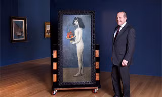 Bức "Cô bé và giỏ hoa" của Picasso. Ảnh: Christie's.