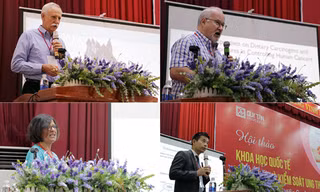 (Từ trái sang phải) GS. TS. Walter C. Willett - Trường Y tế Công cộng, ĐH Harvard, Hoa Kỳ; GS. TS. Robert J. Turesky - ĐH Minnesota, TS. Rashmi Sinha - Viện Sức khỏe Quốc gia Hoa Kỳ, và TS. Motoki Iwasaki - Trung tâm Phòng chống Ung thư Quốc gia, Nhật Bản