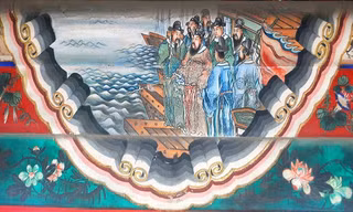 Tranh vẽ Tào Tháo ngâm thơ trước đại chiến XÍch Bích. Ảnh: Wikipedia.