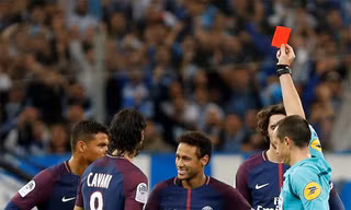 Neymar phải nghỉ trận gặp Nice vì tấm thẻ đỏ mới nhận. Ảnh: DS.