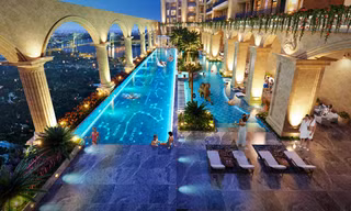 Hồ bơi nước mặn rộng tới hơn 1000 m2 đầu tiên tại Quận 2 cùng 3000m2 tiện ích xung quanh hồ bơi đã thực sự biến Rome by Diamond trở thành thiên đường nghỉ dưỡng cho cư dân