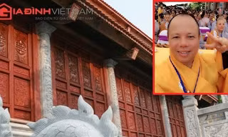 Chùa Cương Xá sau 5 năm xây dựng đang được hoàn thiện (Ảnh: Xuân Hải) và hình ảnh sư Thích Thanh Cường (ảnh Facebook)