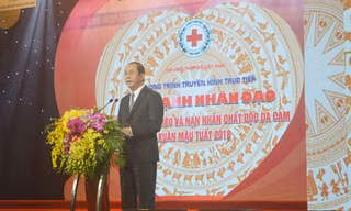Chủ tịch nước Trần Đại Quang phát biểu tại Chương trình “Sức mạnh nhân đạo” xuân Mậu Tuất 2018. Ảnh: Kiến Nghĩa