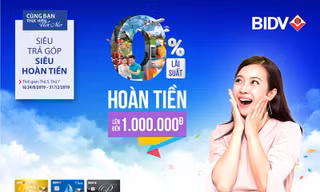“Siêu trả góp, siêu hoàn tiền” cùng thẻ tín dụng BIDV