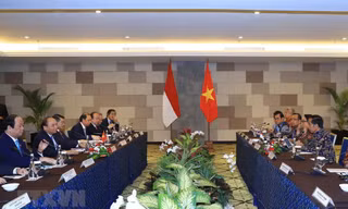 Hình ảnh Thủ tướng Nguyễn Xuân Phúc hội đàm với Tổng thống Indonesia