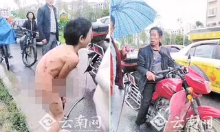 Cậu bé 12 tuổi khóc và run rẩy vì lạnh. Ảnh: Yunnan.cn.