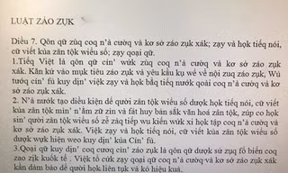 Ví dụ về chữ cái được cải cách theo đề xuất của PGS.TS Bùi Hiền