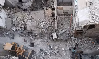 Quang cảnh khu vực bị máy bay không người lái Mỹ không kích ở Syria. Ảnh: AFP.