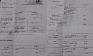 Bảng báo giá các dịch vụ ở 1 bệnh viện. 