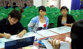 Thưa thớt thí sinh nộp hồ sơ xét tuyển NV3. Ảnh chụp tại trường ĐH Quốc tế Hồng Bàng - Ảnh: Đào Ngọc Thạch