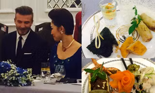 Beckham ăn phở cuốn và nem rán ở Hà Nội