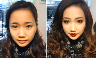 Giật mình nhan sắc thiếu nữ trước và sau trang điểm 