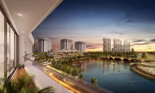 Các căn nhà phố Marina Arc 9 tầng đều sở hữu tầm nhìn thẳng ra vịnh hồ Aqua bay