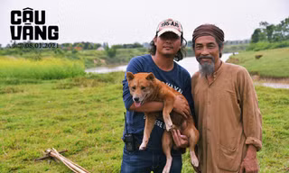 Đạo diễn Trần Vũ Thủy, nghệ sĩ Viết Liên và chú chó đảm nhiệm vai Cậu Vàng