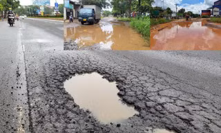 Tuyến đường khu vực Tây Nguyên hư hỏng.