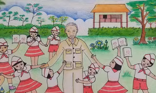 Những bức tranh thể hiện tình cảm của thiếu nhi với Bác Hồ